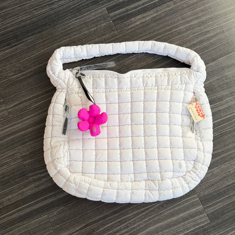 Free People Movement Quilted Carryall Bag and Flower Charm